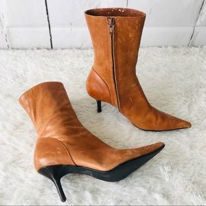 Steve Madden leather brown pointy toe heel boots